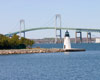 Newport Harbor Light and Pell Bridge